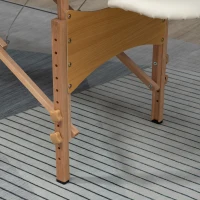 HOMCOM Portable Massage Bed, Folding Spa Beauty Massage Table with 2 Sections, Carry Bag and Wooden Frame, Cream(m-8)