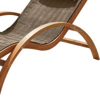 Outsunny Sdraio da Giardino Ergonomica, Lettino Prendisole con Poggiatesta Imbottito in Legno e Tessuto, 161 x 72 x 68 cm, Marrone(m-9)