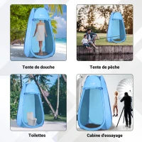 Outsunny Tente de douche pop-up tente de toilette pliable et portable anti-UV sac de transport inclus pour plage, pêche, randonnée, bain, l'extérieur, bleu(m-7)