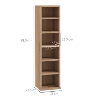 HOMCOM Set di 2 Scaffali Porta CD con Mensole Regolabili per 204 CD, 21x22.5x88.5 cm, Colore Legno(m-3)