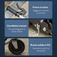 HOMCOM Monopattino Pieghevole per Bambini 7-12 Anni da 120W con Freno e Cavalletto, 75x37x98 cm, Nero(m-7)