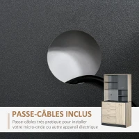 HOMCOM Buffet de cuisine armoire de cuisine multi-rangements 2 portes 3 tiroirs 3 étagères + grand plateau 90L x 39l x 169H cm bicolore chêne clair gris(m-6)