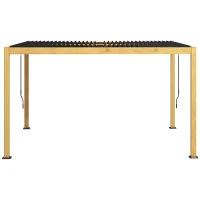 Outsunny Pergola 3 x 4 m bioclimatique tonnelle avec lames orientables manivelle, style contemporain, aluminium - noir et naturel(m-1)