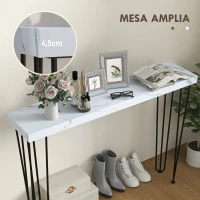HOMCOM Mesa de Entrada con Patas de Acero Antivuelco Mueble de Recibidor para Salón Pasillo 110x25x79,5 cm Blanco(m-4)