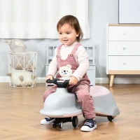 HOMCOM Toddlers Ride on Car Wiggle Car LED Flashing Wheels Dolphin Swing Car for 2-4 Years Grey(m-10)