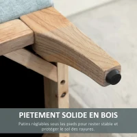HOMCOM Banc de rangement, coffre de rangement avec couvercle amovible style scandinave, bout de lit en tissu lin, 110 x 39 x 45 cm, vert d'eau(m-6)