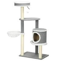 PawHut Cat Tree for Indoor Cats, Cat Tower with Scratching Posts, Multi-level Kitten Climbing Tower, 124cm(m-11)