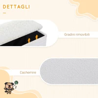 PawHut Scaletta per Cani a 3 Gradini con Vano Contenitore, Pieghevole e Lavabile, 40x54x48 cm, Bianco(m-6)