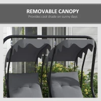 Outsunny Canopy Swing Chair Modern Garden Swing Seat Outdoor Relax Chairs w/ 2 Separate Chairs, Cushions and Removable Shade Canopy, Grey(m-7)