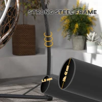 Outsunny Hammock Chair Stand Only, Hanging Chair Stand with X-Shape Base, Heavy Duty Steel Single Hammock Egg Swing Frame for Indoor Outdoor, 150 KG Load Capacity Black(m-5)