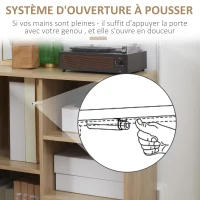 HOMCOM Buffet Meuble de Rangement sur pied de fer avec 2 placards 1 tiroir et 2 niches Aspect Bois - 75 x 40 x 120 cm(m-5)
