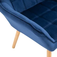 HOMCOM Armchair Accent Chair Wide Arms Slanted Back Padding Steel Frame Wooden Legs Home Bedroom Furniture Seating Blue(m-8)