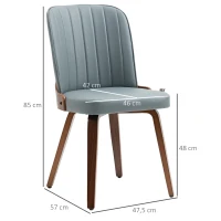 HOMCOM Juego de 2 Sillas de Comedor Modernas con Asiento Tapizado en Cuero Sintético y Patas de Madera 47,5x57x85cm Gris(m-3)
