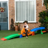 AIYAPLAY 3(m) Four-Piece Ride on Kids Roller Coaster w/ Non-Slip Steps, for Ages 2-5 Years - Multicoloured(m-2)