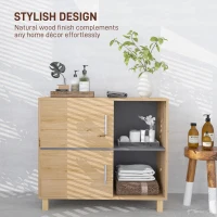 HOMCOM Bathroom Cabinet, Freestanding Bathroom Cabinet with Open Compartments and Double Doors(m-5)