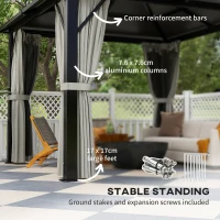 Outsunny 3 x 3(m) Hardtop Gazebo Canopy with UPF30+ Double Polycarbonate Roof, Aluminium Frame Garden Gazebo Permanent Pavilion with Mosquito Netting and Curtains for Patio, Deck, Grey(m-5)