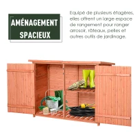 Outsunny Armoire de Jardin sur Pied Double Porte étagère et Toit bitumé relevable dim. 128L x 50l x 91H cm Bois Sapin pré-huilé(m-4)