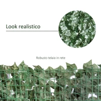 Outsunny Edere Finte, Siepe Artificiale 150x300 cm in PE Anti-UV, Siepe Finta per Recinzioni con Foglie, Verde Scuro(m-6)