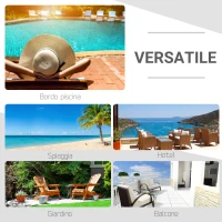 Outsunny Lettino Prendisole a 2 Posti, Sdraio in Acciaio e Rattan, Schienale Regolabile, 196 x 120 x 28cm Marrone e Bianco Crema(m-7)