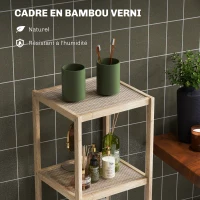 HOMCOM Étagère salle de bain rangement, meuble salle de bain en bambou à 4 niveaux, dim. 33 x 31 x 110 cm, naturel(m-5)