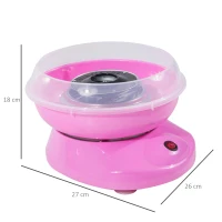 HOMCOM Macchina per Zucchero Filato in PP, Acciaio Inox e Alluminio 450W 27 x 26 x 18cm Rosa(m-3)