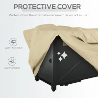 Outsunny Propane Gas Fire Pit Table, 50000BTU Smokeless Firepit Outdoor Patio Heater with Tempered Glass Tabletop, Cover, Glass Beads and Lid, 109cm x 56cm x 64cm, Black(m-7)