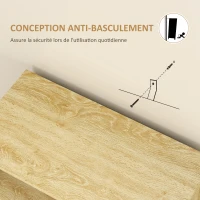 HOMCOM Buffet meuble de rangement avec 3 tiroir placard étagère réglable pour salon cuisine 60 x 30 x 81 cm bois naturel(m-7)
