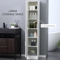 kleankin Tall Bathroom Cabinet with Mirror and Adjustable Shelf - White(m-4)