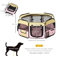 PawHut Fabric Pet Whelping Box Dog Cat Puppy Playpen Rabbit Guinea Pig Play Pen in Pink With Carry Bag Small Dia 90 x 41Hcm(m-3)