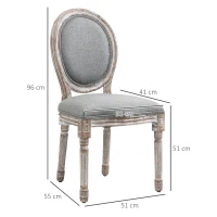 HOMCOM Set 2 Sedie per Tavolo da Pranzo Classiche in Legno con Rivestimento in Tessuto, Grigio(m-3)