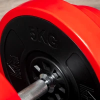 HOMCOM Set Manubri Palestra con Pesi da 40kg rivestiti in Gomma, in Metallo e Sabbia di Ferro, 45x26x26 cm, Rossa(m-9)