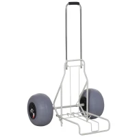 Outsunny Chariot de Plage Pliable - Chariot de Transport Pliable Tout-Terrain - Manche télescopique - Grandes Roues Basse Pression(m-1)
