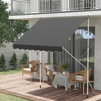 Outsunny Balcony 2 x 1.5m Manual Adjustable Awning DIY Patio Clamp Awning Canopy Retractable Shade Shelter Easy to Move for Balcony, Grey(m-10)