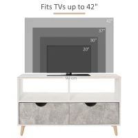 HOMCOM TV Stand Cabinet for TVs up to 42", Modern TV Unit with Shelf, Drawers and Storage Cabinet, Entertainment Center for Living Room, Grey(m-6)