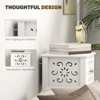 HOMCOM Set of Two Elegant Floral Cut-Out Side Tables - White(m-6)