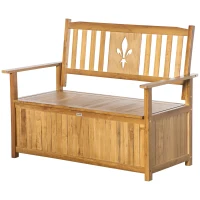 Outsunny Two-Seater Wooden Storage Bench - Natural Finish(m-1)
