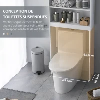 kleankin Meuble WC dessus de toilette armoire de rangement de salle de bain avec niches placard à double porte étagère réglable(m-5)
