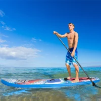 Outsunny SUP Gonfiabile con Pagaia, Zaino di Trasporto e Accessori, 300x76x15cm, Blu e Bianco(m-2)