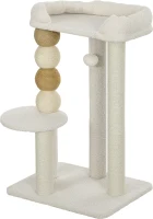 PawHut Torre per Gatti con Lettino, Piattaforma e Pallina Giocattolo, in Legno, Peluche e Iuta, 48.5x40x76 cm, Beige(m-10)