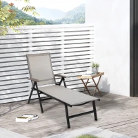 Outsunny Outdoor Folding Sun Lounger, 5-Position Adjustable Chaise Lounge Chair with Aluminium Frame for Patio, Pool and Garden, Brown(m-2)