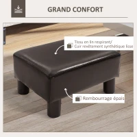 HOMCOM Pouf repose-pied tabouret bas en polyuréthane capacité de charge 110 Kg 40 x 30 x 24 cm marron(m-4)