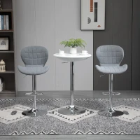 HOMCOM Juego de 2 Taburetes de Bar Modernos Taburetes Altos de Cocina Giratorios con Altura Ajustable Reposapiés y Base de Acero 47x53,5x94-113 cm Gris(m-7)