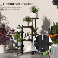 Outsunny Support plantes intérieur en acier 8 niveaux étagère à plantes structure triangulaire pliable 75 x 49 x 82 cm noir(m-6)