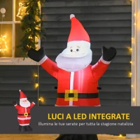 HOMCOM Babbo Natale Gonfiabile Luminoso Luci LED Decorazione Natalizia Altezza 1.2m(m-4)