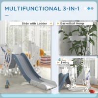 AIYAPLAY Space-Themed Kids Slide and Swing Set, with Basketball Hoop, Blue(m-4)