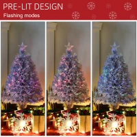 HOMCOM 2.5FT Prelit Artificial Tabletop Christmas Tree with Fibre Optics Holiday Home Xmas Decoration for Table and Desk, White(m-5)