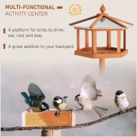 PawHut Wooden Bird Table for the garden Feeding Station, 153Hcm(m-6)