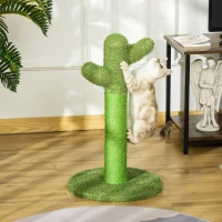 PawHut Albero Tiragraffi per Gatti a Forma di Cactus con Corde in Sisal, 40x40x65 cm, Verde(m-2)
