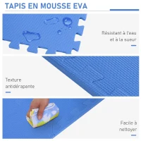 HOMCOM Tapis en Mousse de Protection Sol Tapis de Fitness 62 cm x 62 cm x 1 cm avec Bordures Tapis Puzzle 25 pièces 9,3 m² de Surface Bleu(m-6)