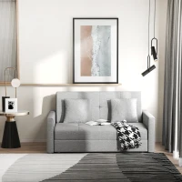 HOMCOM Divano Letto 2 Posti con Vano Contenitore, Design 2 in 1 in Poliestere, Grigio(m-4)